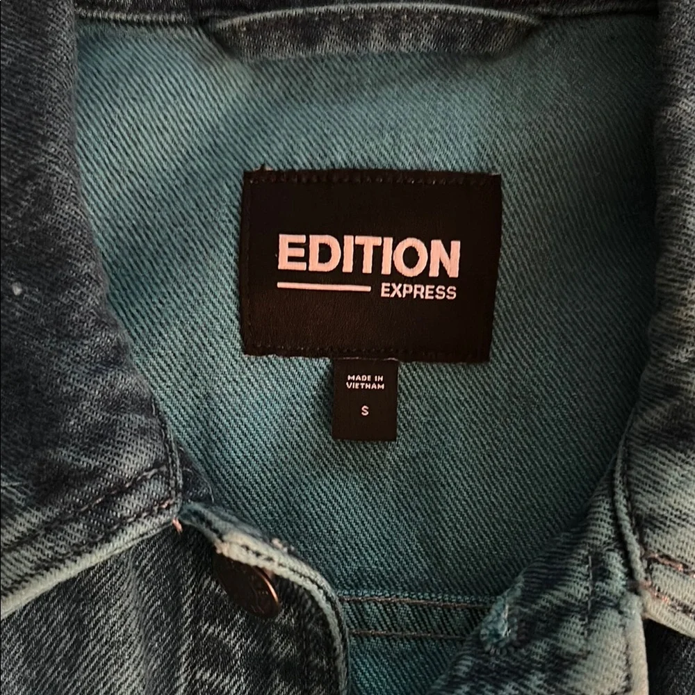 Edition Express Blue/Green Washed Denim Jacket - Picture 4 of 6